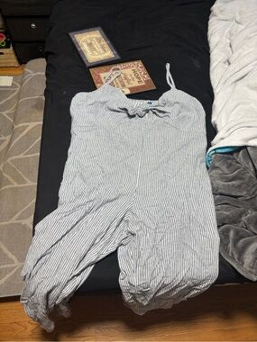 Old Navy Blue and White Striped Jumpsuit